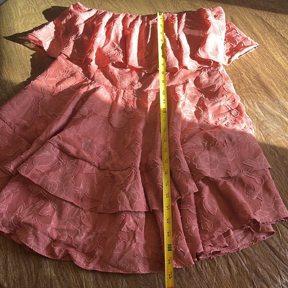 NWT Lulu's True Lover Floral Ruffled Strapless Mini Party Dress Pink Size XL - Picture 14 of 15